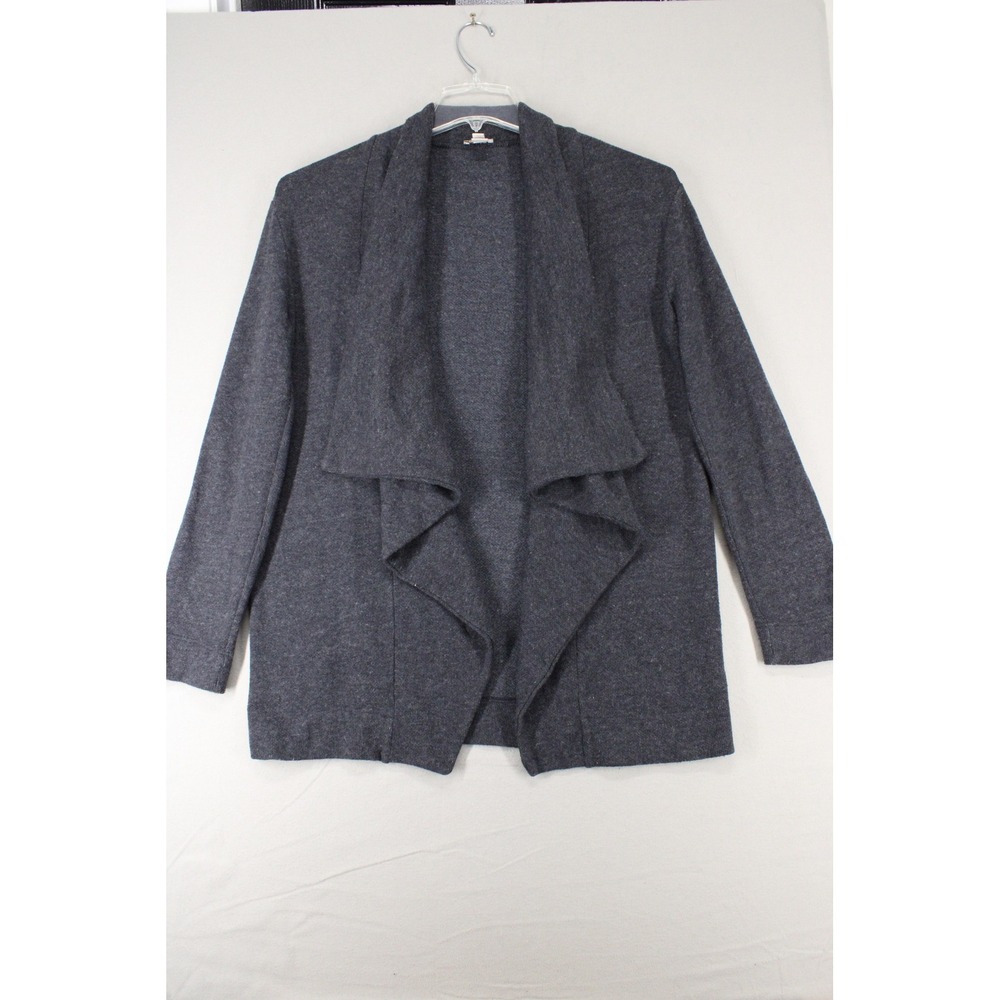 J.Crew Cardigan H2957 Womens XS Gray Cotton Wool Draped Open Front Minimalist